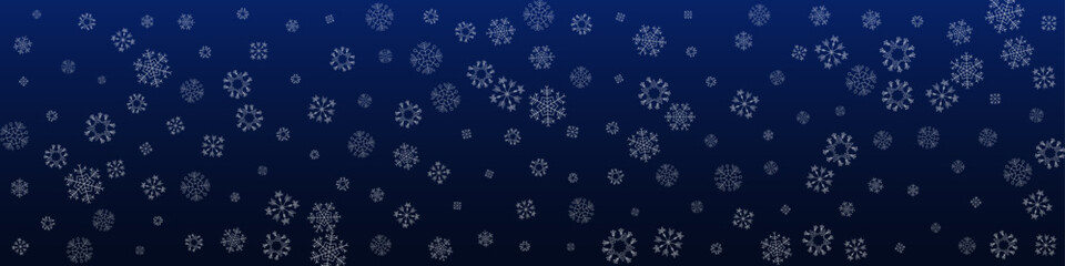 Gray Snowfall Vector Blue Panoramic Background.