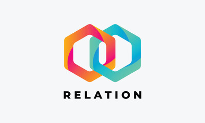 Hexagon logo connection outline design with modern style