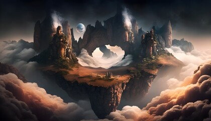 floating mountains of pandora sci fi key visual surreal 