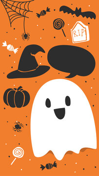 Halloween Template Social Media October, Ghost, Pumpkin