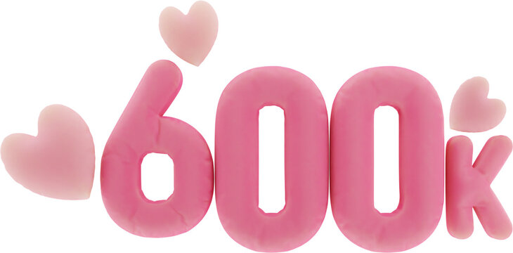 600k Social Media Celebration, 3d render with Inflate Design