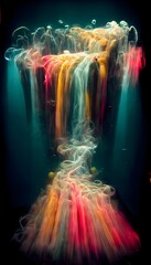 long exposure light movements under water 1000 rainbowcore 200 fluorescent vivid brut color 450  - obrazy, fototapety, plakaty