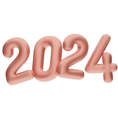 3D Typography of the New Year 2024, Inflate 3D Glossy Number Design