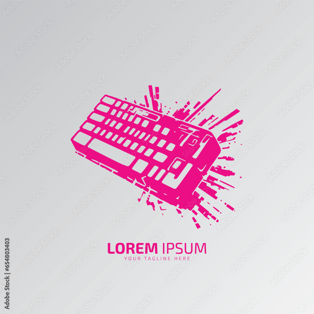 Fototapete minimal or abstract keyboard logo vector icon silhouette isolated with dirty on white background
