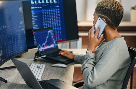 Woman, phone and laptop for crypto trading with networking, investment crm and cyber stocks. Nft, financial management and broker with cellphone for advice on profit growth, market info and charts.