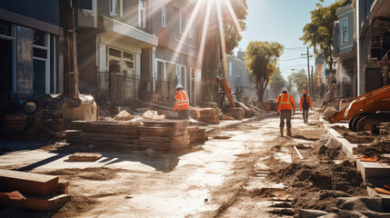 Close-Up View of Construction Site Adjacent to Pavement
