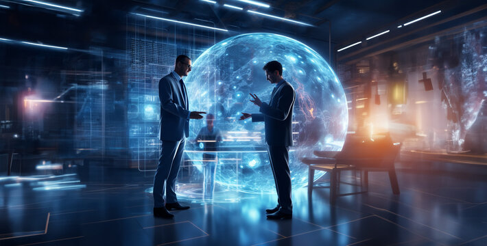 data scientist and businessman working together for a technology hd wallpaper