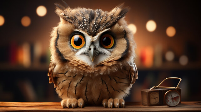great horned owl on a black background HD 8K wallpaper Stock Photographic Image