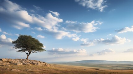 Fototapeta premium lone tree in a vast landscape in day light