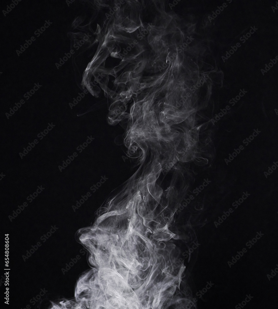 Poster incense, steam or gas in a studio with dark background by mockup space for magic effect with abstrac