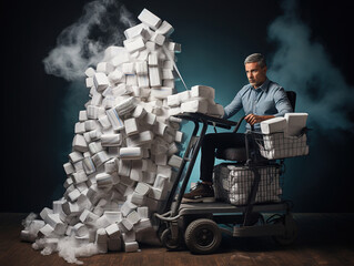 Handicapped Man with a Pile of Napkin Packets