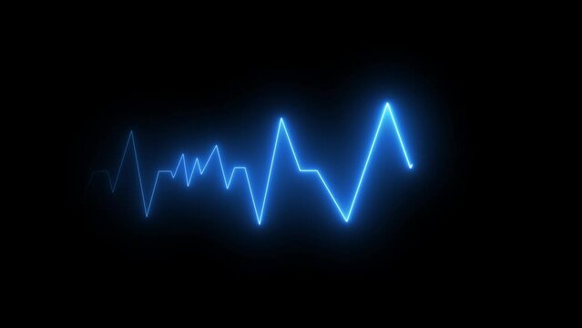 Neon heartbeat on black isolated background. 4k seamless loop animation.