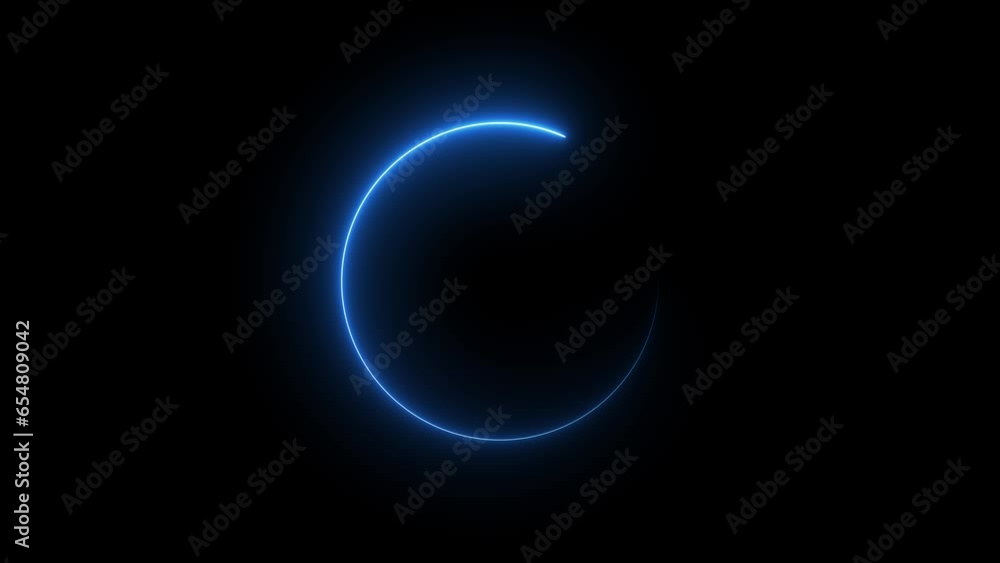 Poster circle shape frame red color glowing neon lights loop animation on black screen.