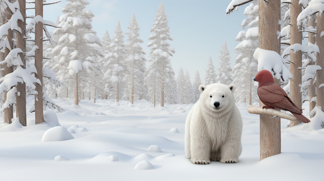 white dog in the snow HD 8K wallpaper Stock Photographic Image