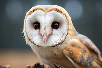 The common barn owls close up reveals its stunning transformational features