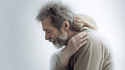 A woman supports her husband with Alzheimer's disease