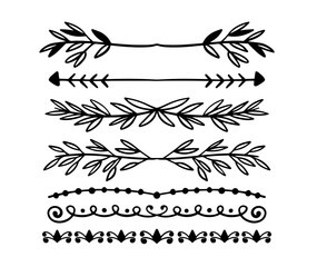 Set hand drawn ornament divider collection