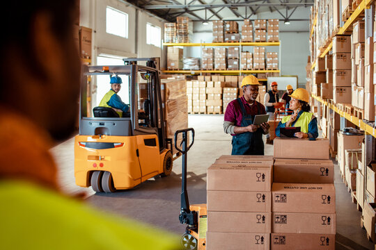 Diverse group of workers in a warehouse