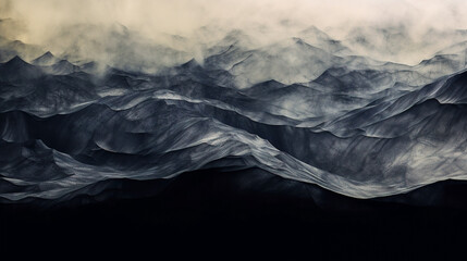 Mysterious Abstract Mountain Majesty, Moody, Mystic, and Darkened Terrain Background, Generative AI