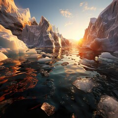 tranquil sunrise over icy landscape