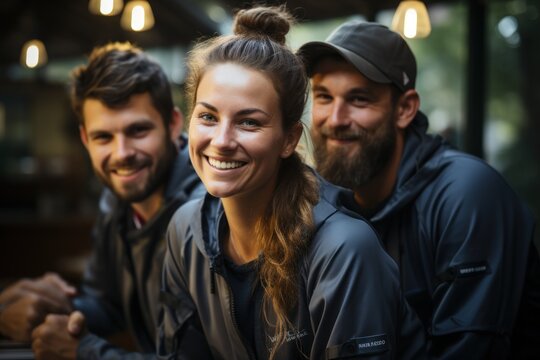 friends workers in work uniform