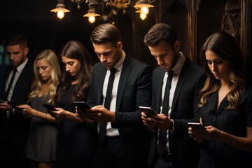 a group of people looking at the phone