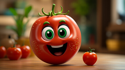 tomato with a smile HD 8K wallpaper Stock Photographic Image