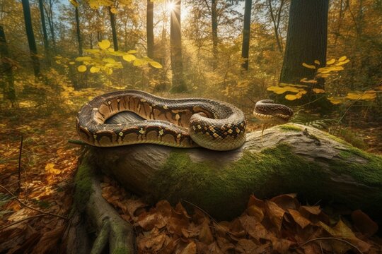 magnificent serpent in the forest. Generative AI