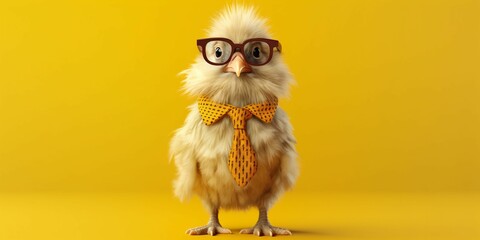 Cute and Funny Chicken Wearing Glasses and Casual Outfit