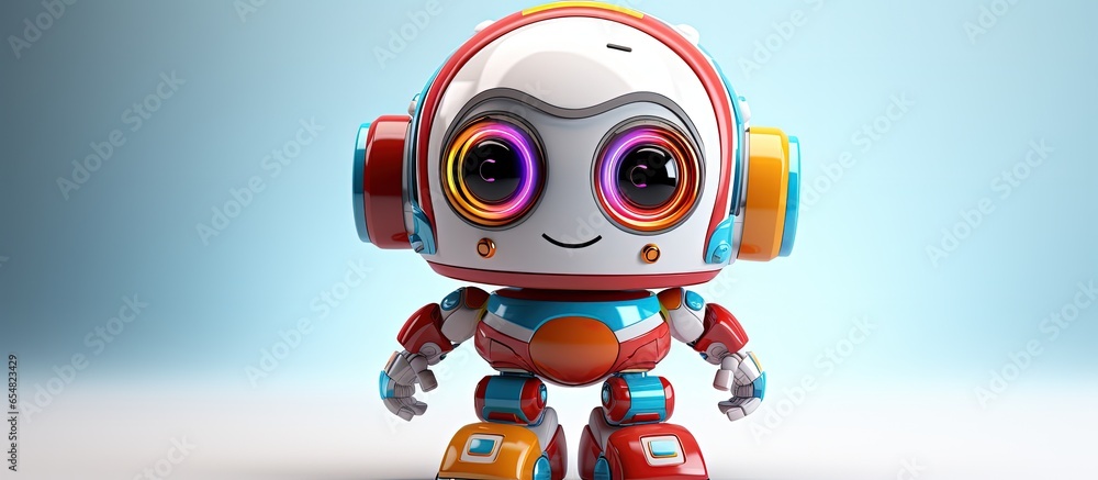 Poster colorful robot action toy characters depicted in a illustration with a white background with copyspa