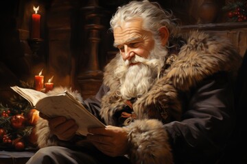 santa claus reading a book