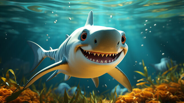shark in aquarium HD 8K wallpaper Stock Photographic Image