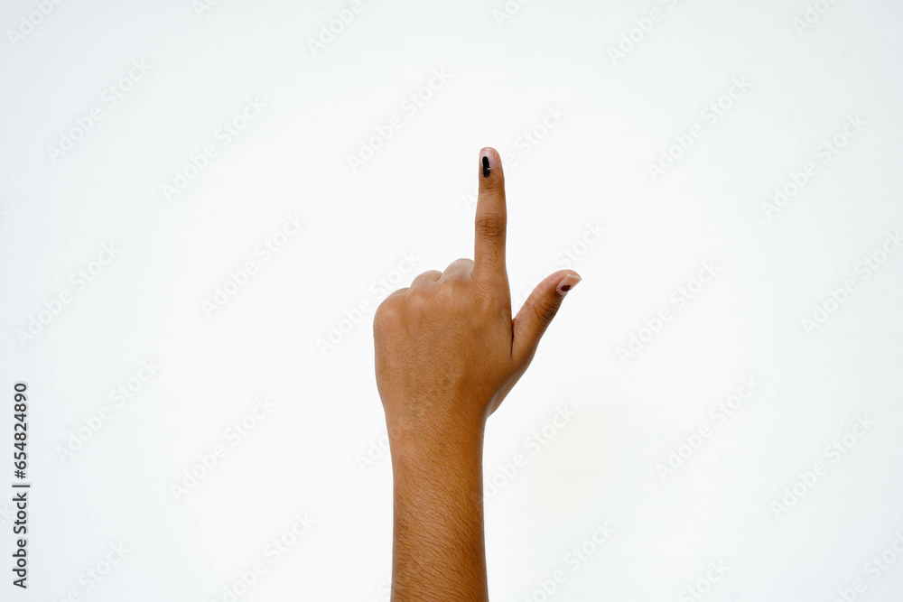 Wall mural indian voter hands on a white background with a voting symbol