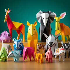 Group of origami animals