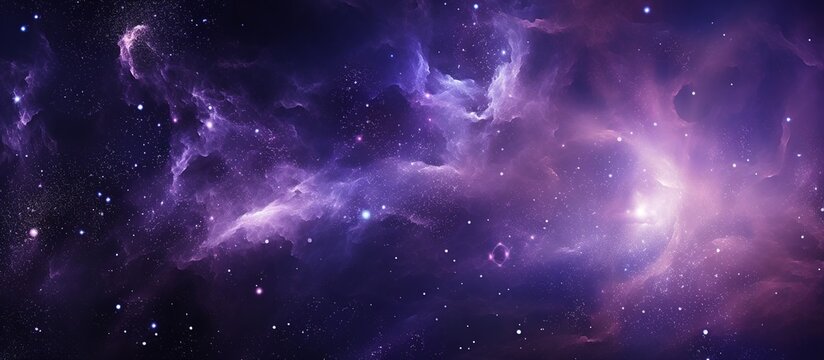 Panoramic view of outer space universe with nebula stars and galaxy