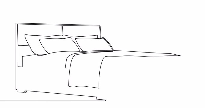 Self drawing line animation sleeping bed continuous one single line drawn concept video