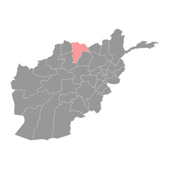Balkh province map, administrative division of Afghanistan.
