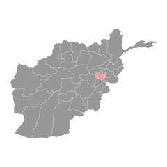 Kabul province map, administrative division of Afghanistan.