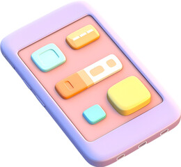 Smartphone with buttons. 3d vector icon. Cartoon minimal style.