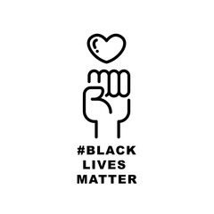Hand symbol for black lives matter protest in USA to stop violence to black people in U.S. America. Fight for human right Simple pictogram,stroke Vector illustration. Design
