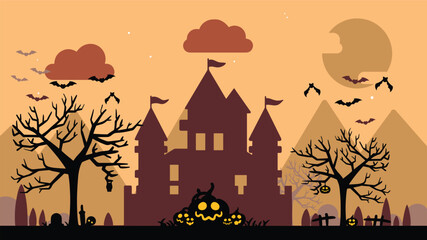 Flat Vector Halloween Background 2 - Hand Drawn 
