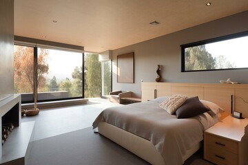 Contemporary home bedroom. Generative AI