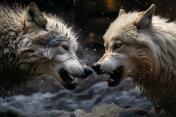 communication between two wolves. Generative AI