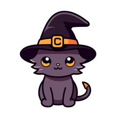 Vector clipart, cute witch cat vector clipart, fall autumn halloween drawing