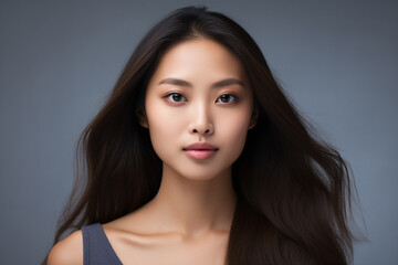 Obraz na płótnie Canvas portrait of beautiful asian woman on different color background 