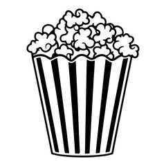 Doodle Popcorn, Hand drawn cartoon illustration of food in cinema. American symbol of snack in doodle style. 
