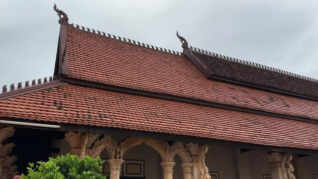 Gable apex of the ordination hall in Wat Luang Pakse, Buddhist temple in Champasak, Laos