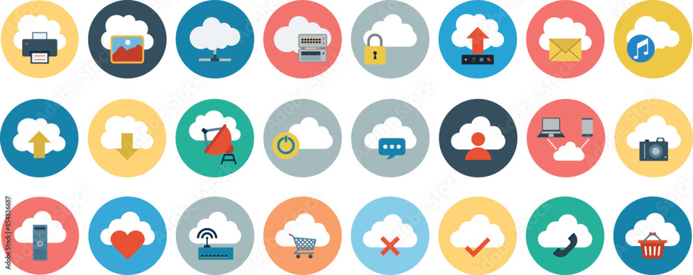 Poster cloud computing symbols icons