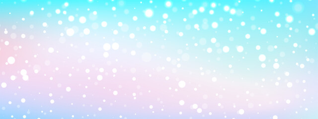 Winter snowy pastel wallpaper. Pink soft pastel gradient background with snowflakes. Cold and vivid vector illustration