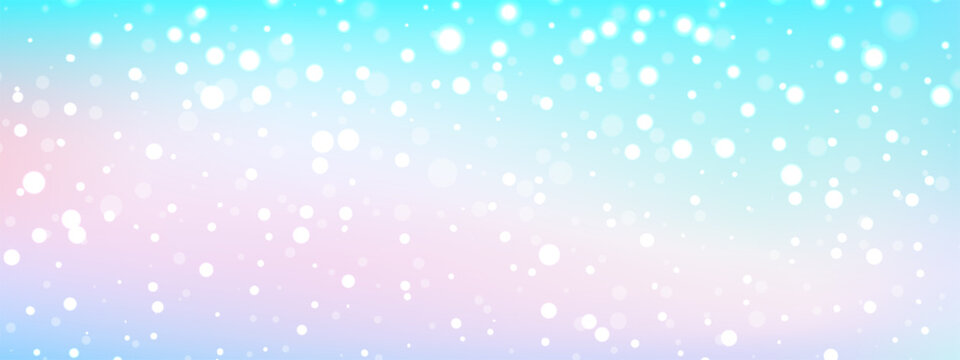 Winter snowy pastel wallpaper. Pink soft pastel gradient background with snowflakes. Cold and vivid vector illustration
